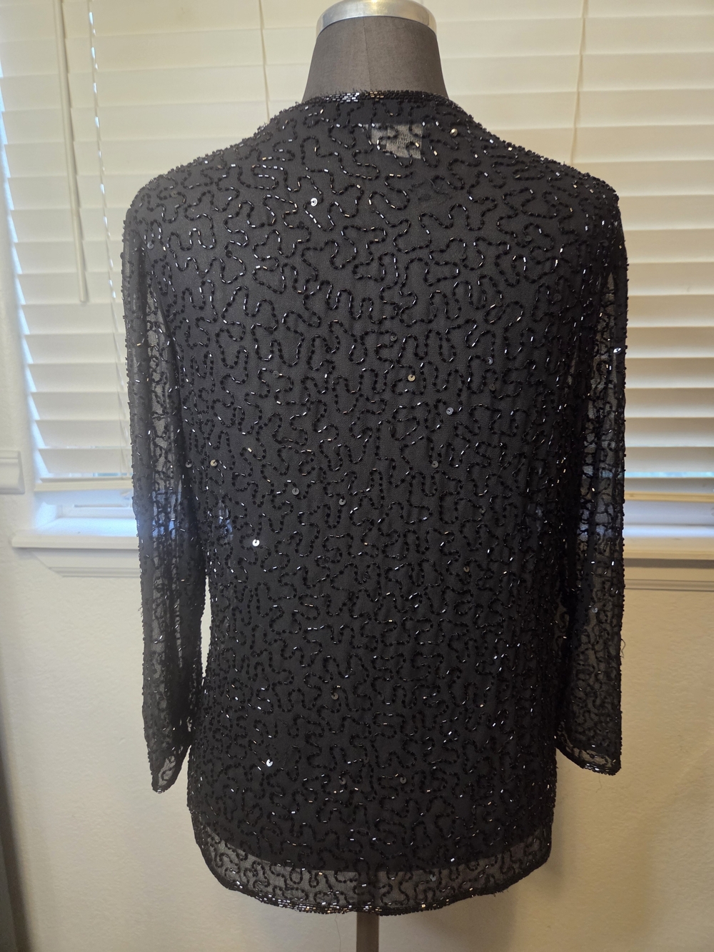 Black Beaded Open-Front Evening Blazer - Picture 2 of 6